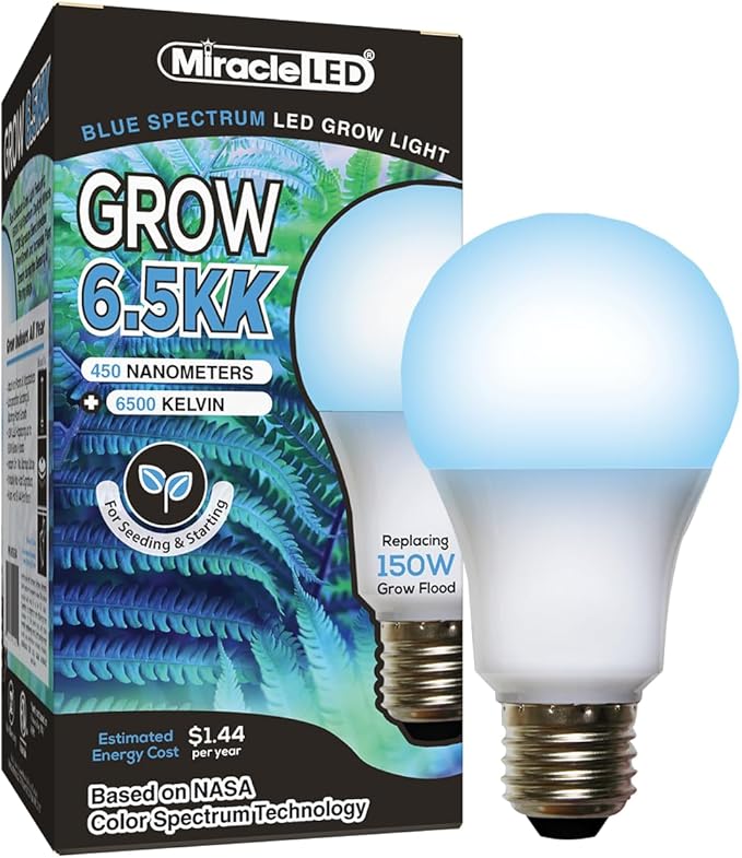 Miracle LED 6.5KK Professional Indoor Grow Light Bulb – 6500K Blue Spectrum Replace 150W Grow Bulbs for Vegetables, Herbs, Hydroponics. (1-Pack)