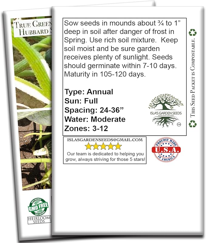 True Green Improved Hubbard Squash Seeds (Cucurbita Maxima) – 25 Heirloom Non-GMO Seeds by Isla’s Garden Seeds, Ideal for Planting, Excellent for Home Gardens, Perfect Gardening Gift