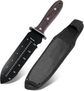 Hori Hori Garden Knife, Garden Tools with Sheath for Weeding, Planting, Digging, 7in/18.5cm Stainless Steel Blade, Full-Tang Walnut Wood Handle with Hanging Hole, Wooden Handle