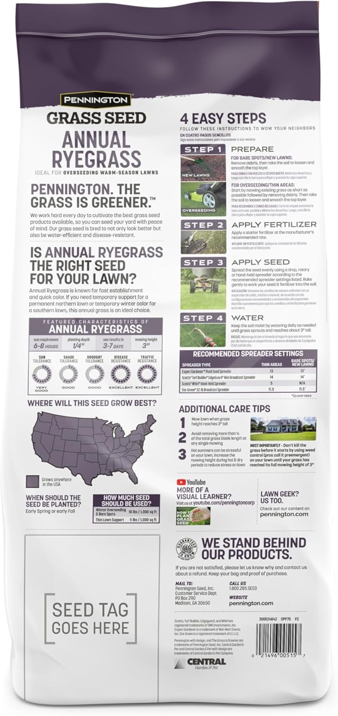 Pennington Annual Ryegrass Grass Seed 10 lb