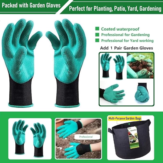 200 Gallon Big Raised Garden Bed Bag (50x24 inch) Large Plant Grow Bag for Tomato,Potato Planter,Herbs Veggies Planter,Flower Bed,Plant Container,Yard Waste,Lawn Debris,Leaf Bag with Gardening Gloves
