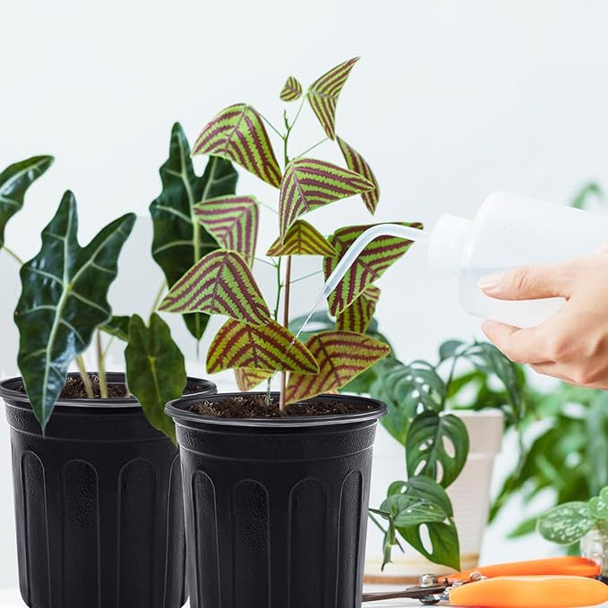 Anyumocz 120 Pcs 1 Gallon Plant Nursery Pots,Plastic Seed Starter Pots with Drainage Holes,Garden Flower Container Seedling Pot for Planting,Transplanting,Cuttings,Home Garden(Black)
