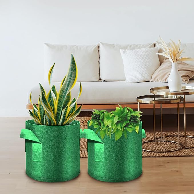 12-Pack 7 Gallon Plant Grow Bags, Thickened Nonwoven Fabric Pots with Handles, Vegetable Planter Bags Containers, Cloth Planters for Garden Vegetable/Flower/Plant/Fruits Outdoor (Green)
