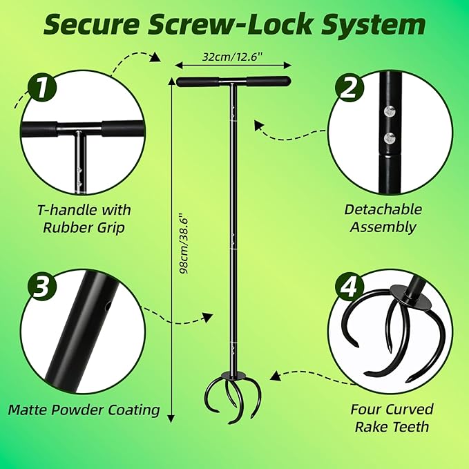 Amorest Hand Tiller for Gardening, Heavy Duty Garden Claw Twist Tiller, Manual Soil Cultivator with Long Handle, Lawn Aerator & Soil Loosening Tool for Garden Beds, Yard & Vegetable Garden