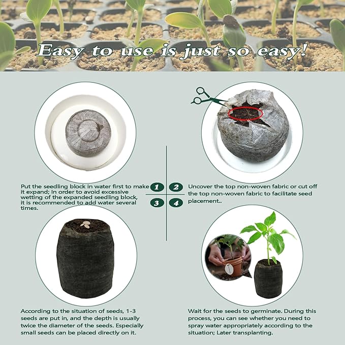 255 Pcs 30mm Peat Pellet Fiber Soil Plant Seed Starters,Compressed Peat Pellet Fiber Soil, Compressed Peat Block for Seedlings for Growing Herbs, Flowers and Vegetables