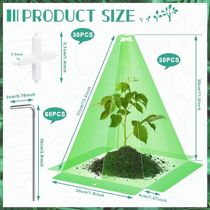 30 Packs 12"x 8" Garden Cloches for Plants,Plant Protectors from Animals,Plant Cages for Outdoor Plants,Plant Covers from Animals,Chicken Wire Cloche with Stakes for Protect Plants,Seedling,Vegetables