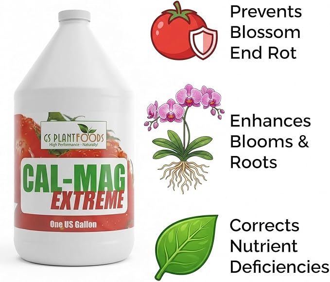 GS Plant Foods Cal-Mag Extreme Liquid 1 Gallon Fertilizer with Calcium, Magnesium, Iron and Sulfur Supplement, Corrects Secondary Nutrient & Trace Element Deficiencies, N-P-K of 2-0-0