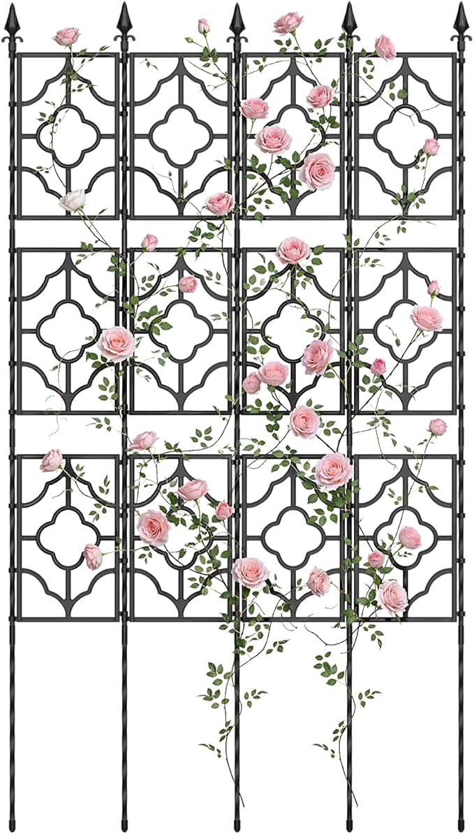 Housolution 64.57×33.58in Garden Trellis for Climbing Plants Outdoor, Plant Trellis Frame with Plastic Coated Iron Tubes for Vines Flowers Vegetable, Plant Climbing Frame Indoor Outdoor