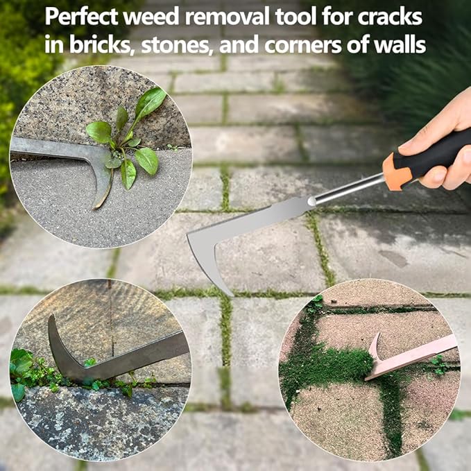 3 Pack Manual Weed Puller Tool, New Garden Stainless Steel Weeder Tool Hand Weeder Tool,Multi-Purpose Weed Remover Tool Weeding Tools for Gardening(Rubber Handle)