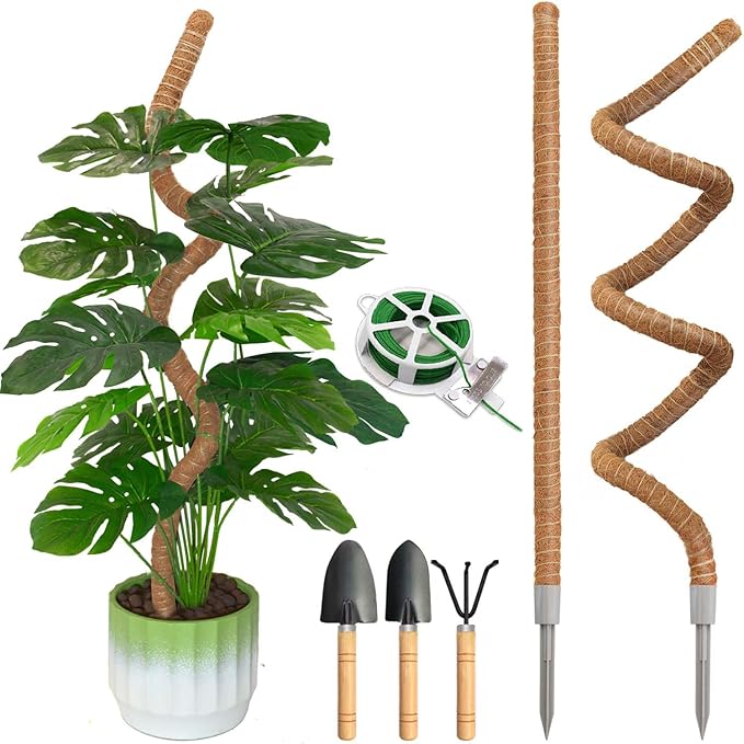 2 Pack Moss Pole, 47 Inch Moss Poles for Climbing Plants Monstera, Bendable Coir Plant Stakes for Potted Plants, Philodendron, Pothos (47.2" x 2pcs)