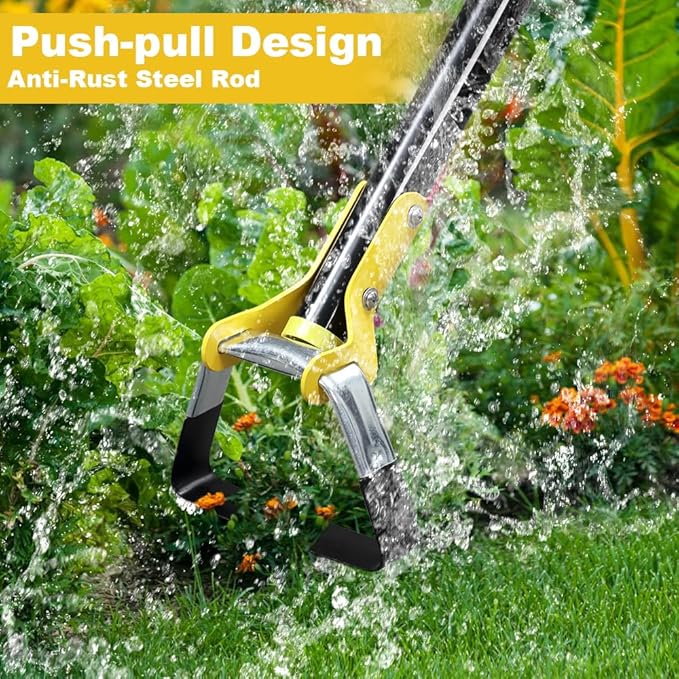 Ihomepark Adjustable Heavy-Duty Garden Hula Hoes, Long Handle Scuffle Hula Hoe for Efficient Weeding and Gardening, 30-54 Inch Loop Stirrup Design (4.5 FT)