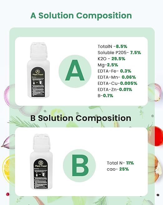 Plant Food Hydroponics Nutrients Supplies Hydroponic Growing System General A&B Plants Food for Vegetables Fruits Flowers Thrive - Indoor Herb Garden Plants Accessories
