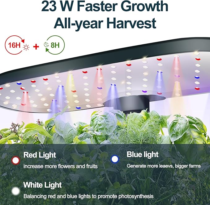 Hydroponics Growing System Indoor Garden 12 Pods Plant Germination Kit Aeroponic Herb Vegetable Growth Lamp Countertop with LED Grow Light (Black)