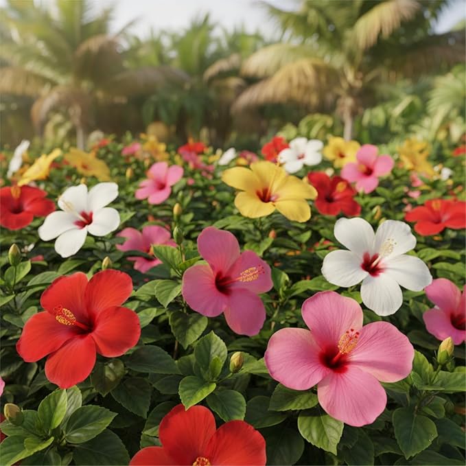 100 Hibiscus Seeds for Planting Perennial Flower Seeds for Outdoor Garden Tropical Hibiscus Flowers to Attract Pollinators Colorful Blooming Flower Seeds