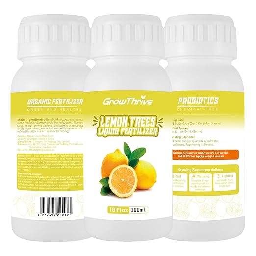 Lemon Tree Liquid Fertilizer - Microbial Organic Citrus Tree Fertilizer for Potted Trees & Indoor Plants, Meyer Lemon Tree Food, Concentrated Nutrient Solution