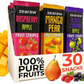 ZEARAW Healthy Fruit Snacks for Adults and Kids – 30 Fruit Leather with Dried Black Currant, Pear-Mango, Apple-Raspberry – Vegan Low-Carb Variety Pack Strips for Kids – Sugar Free Bars