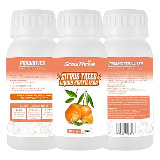 10oz Organic Citrus Probiotic Fertilizer - Natural Liquid Plant Food for Lemon, Fruit Trees & Vegetables - Promotes Root Growth & Green Leaves