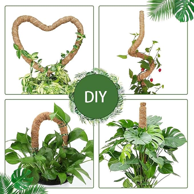 2 Pack 48" Bendable Moss Pole for Monstera Plant Support, Coco Coir Stakes for Climbing Plants, Indoor Trellis for Pothos, Philodendron & Houseplants – Adjustable Plant Support Kit