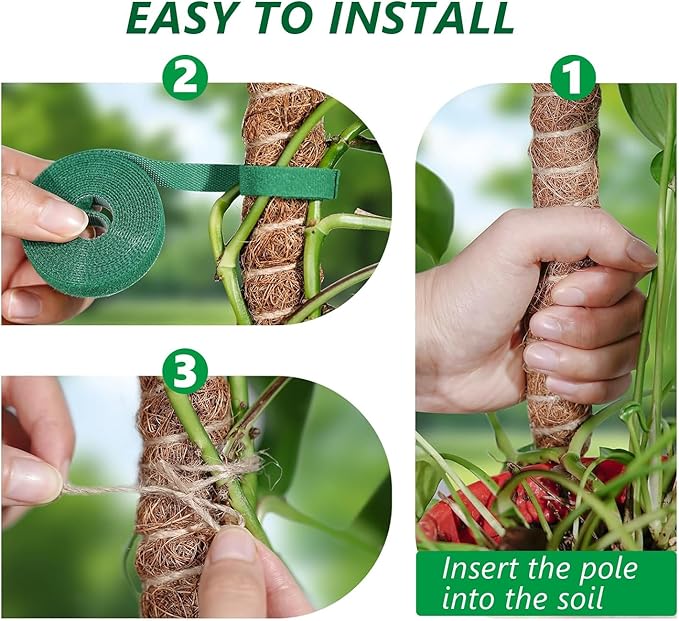 28 "& 47" Bendable Moss Pole,Monstera Plant Support,Plant Stakes for Indoor Plants,Plant Sticks for Indoor Outdoor Climbing Plants | Support for Potted Plants Like Pothos, Philodendrons
