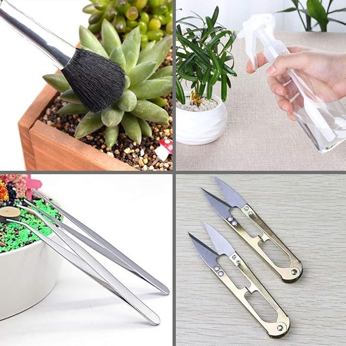 SONGZIMING 15 Pcs Succulent Plant Tools Set, Mini Garden Planting Watering Tool Kit for Succulent Miniature Gardening Plant Care