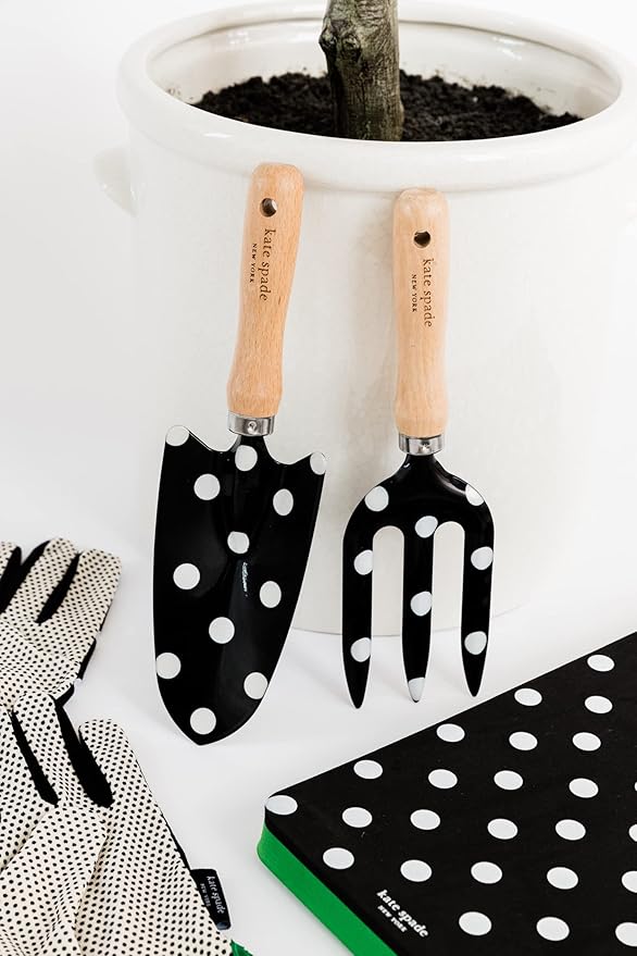 Kate Spade New York 2 Piece Gardening Hand Tools, Cute Garden Tool Set Includes Hand Rake and Trowel for Mother's Day Gifting Picture Dot