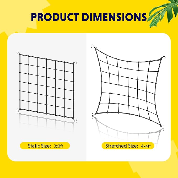 iPower 3x3FT Flexible Elastic Trellis Netting with Hooks Tent Grow Room, Climbing Plants Support, 1 Pack, Flowers & Vegetables