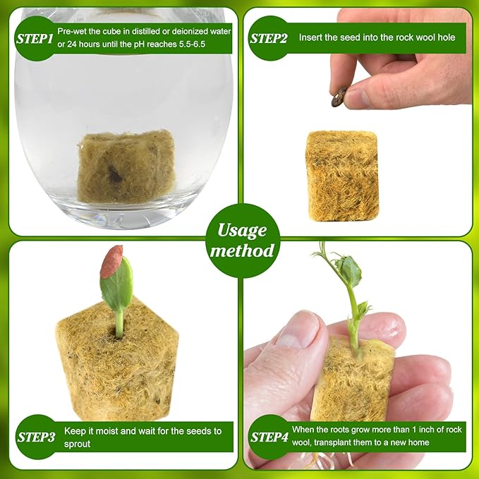 600 Pieces 1'' Rockwool Cubes for Hydroponics, Rock Wool Planting Cubes with 10 Plant Name Tags Rockwool Starter Plugs Mini Blocks for Soilless Cultivation Seedlings Cutting