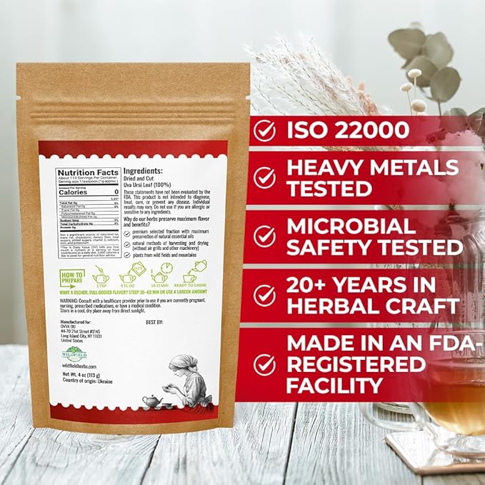 4 oz. Uva Ursi Leaf Uva Ursi Tea Herbal (Arctostaphylos Uva-Ursi) - 113g Uva-Ursi Herb Tea Arctostaphylos Uva-Ursi