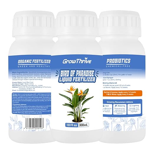 Bird of Paradise Liquid Fertilizer, 10 oz Natural Plant Food for Indoor & Outdoor Bird of Paradise, Organic Probiotic Formula for Bigger Leaves, Brighter Blooms & Strong Root Growth