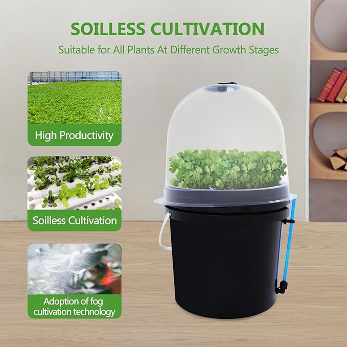 Hydroponics Seedling Cloning System Kit, 8 Holes Cloning System Aeroponic Propagation Kit, Fog Seedling Box, Soilless Hydroponic Equipment for Indoor Outdoor Garden Vegetables