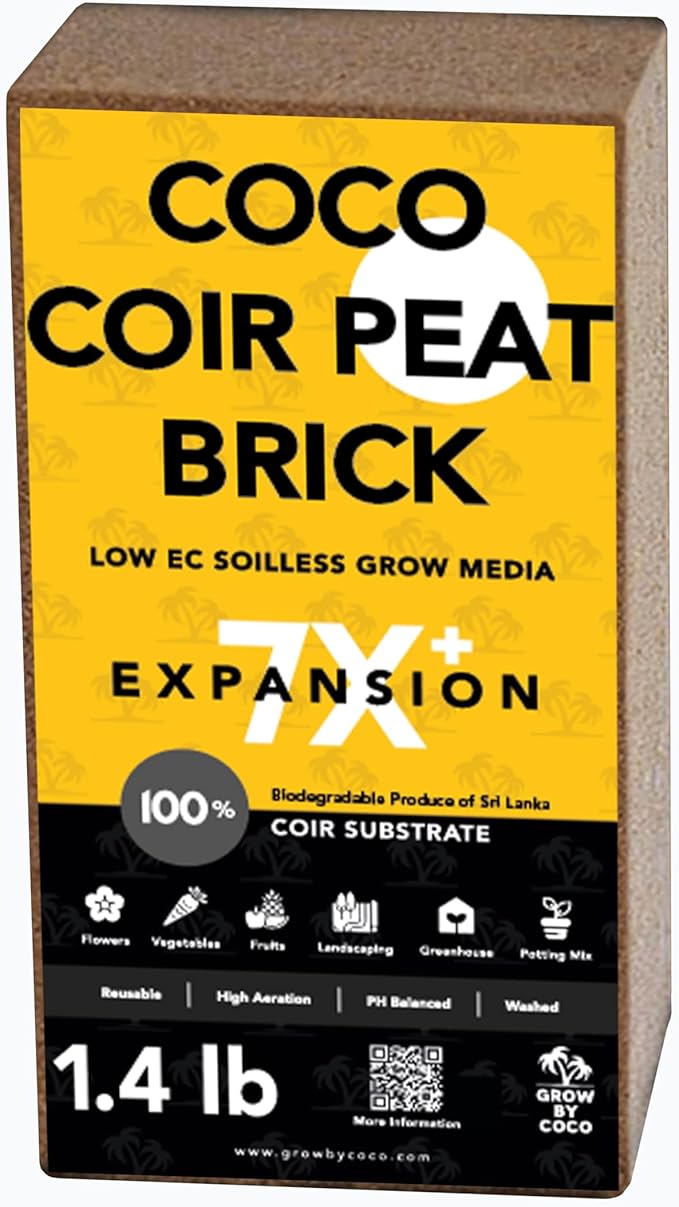 Coco Coir 650g Brick - Premium Organic Coco Peat Brick for Garden Soil & Potting Mixes-Seed Starter Soil, Coconut Fiber Substrate Mixes with Potting Soil for Indoor Plants & Outdoor Plants