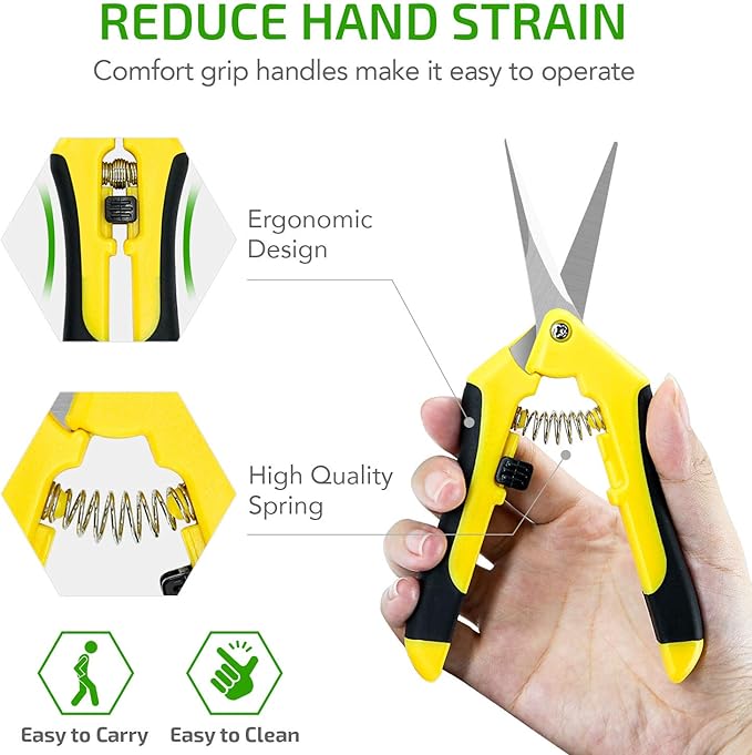 iPower 6.5 inch Pruning Shears for Gardening Trimming Scissors, Hand Pruner, Stainless Steel, Yellow