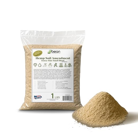 Hemp Soil Amendment - 1 lb USA Grown All-Natural Fine Hemp HURD Power for Vibrant Gardens, Vegetables, Trees, Moisture Retention, Seed Starting, pH Neutral - Bean Products