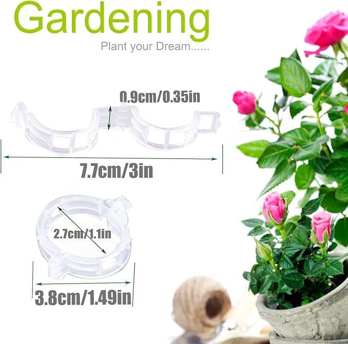 100pcs Plant Support Clips - Tomato Clips for String Trellis, Grape Vine Clips for Garden Netting Climbing Plants, Secured Plastic Plant Clip for Fixing Stem and Vine (100, White)