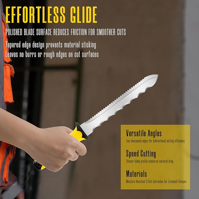 Insulating knife - sod knife, 7.87inch stainless steel blade, suitable for cutting insulating rock wool, Thermal insulation wool