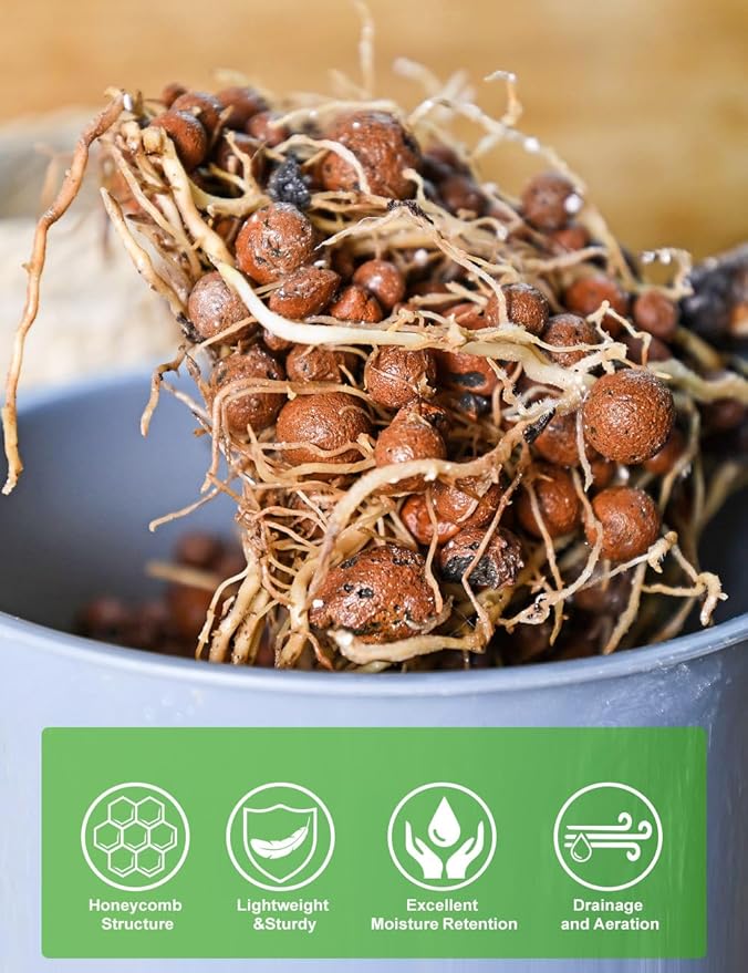TOYPOPOR Leca Clay Pebbles for Plants, (10 Quarts) Leca Balls, Lightweight Clay Ball, Potting Mix Grow Media Used for Drainage, Decoration, Aquaponics, Hydroponics and Other Gardening Essentials