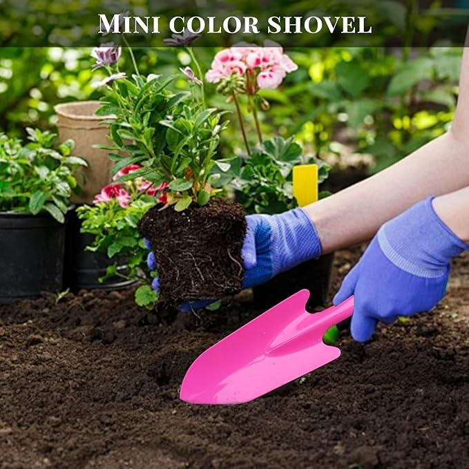 Garden Trowel for Digging and Planting, Mini Colorful Metal Hand Shovel, Small Trowel Set Garden Tools for Flower Soil Planting Digging Transplanting Ideal Gardening Gift for Kids