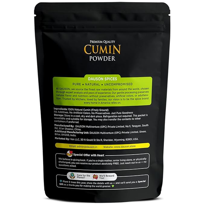 Cumin Powder – 100% Pure & Natural | 0.88 Oz Finely Ground Cumin Seeds | No Additives or Fillers | Aromatic, Earthy Flavor for Cooking | 25g Sample Available | Kitchen Essential for Global Cuisine