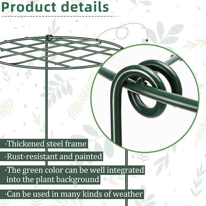 10 Pack Peony Cages and Supports 12 x 16 Inch Grow Through Plant Supports for Outdoor Plants,Plant Brace Flower Support Rings Hoops for Vegetables,Rose,Tomato,Orchids