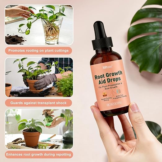 Root Drops - Liquid Rooting Hormone - Fast Growth for Cuttings | Less Shock in Water/Soil/LECA/Moss | Fits Pothos, Monstera, Philodendron & All Houseplants (4 oz) (1)