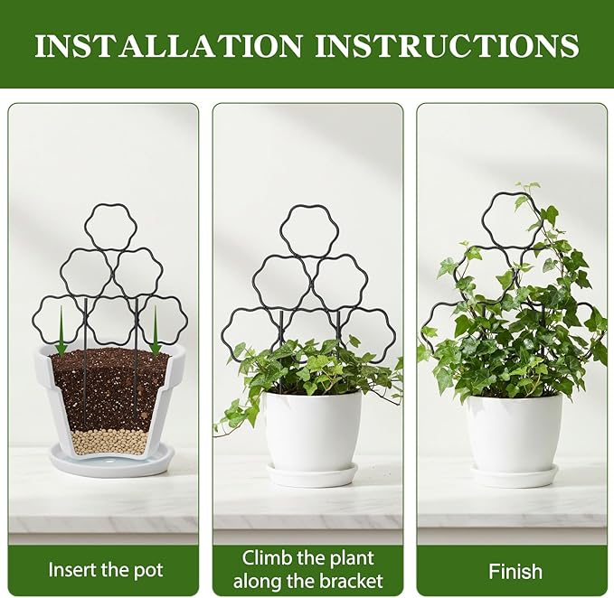 ZOUTOG 12 Pack Trellis for Climbing Plants Outdoor 15 Inch,Rustproof Metal Garden Trellis for Potted Plants,Sturdy Houseplant Support Indoor Outdoor for Ivy Pothos Monstera Hoya Flower Vine (Flower)