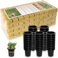 1" Rockwool Cubes for Hydroponics 200 Plugs with 50 Pack 1.5 inch Net Pots Hydroponics Supplies Cups for Rooting, Clone Plants, Starting Seeds, Ideal Rockwool for Hydroponic Growing