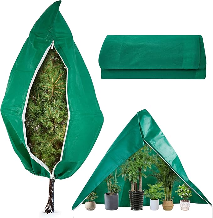YATHO Plant Covers Freeze Protection 1 Packs 86.6" W X 94.4" H Thicker Large Outdoor Winter Frost Cloths Blankets with Zipper Drawstring, Reusable Garden Tree Cover Bags for Fruit Tree Shrub Potted