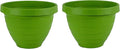 The HC Companies Rings Flower Planter - Self Watering Plant Pots for Herbs & More - Round Lightweight Outdoor & Indoor Planter (8" Green, Pack of 2)