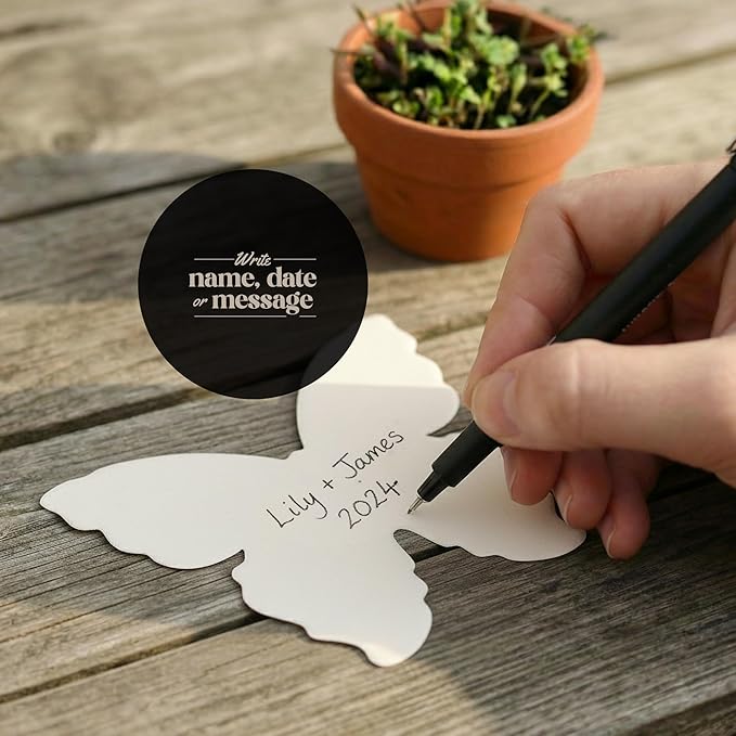 Set of 48 Pink Butterfly Seed Paper – Writable & Plantable Wildflower with Envelopes & Planting Guides, Gift for Moms or Plant Lovers for Mother’s Day, Party Favors for Weddings & Showers