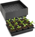 20 Pack Nursery Pots Trays (16.5"x13.2"x2.8"), Plastic Seed Starter Trays, Durable Carrying Seedling Starter Tray, Reusable Tray for Planting and Collecting Drainage Water (Black)