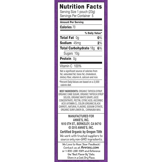 Annies Homegrown, Fruit Snacks Berry Patch Organic, 0.8 Ounce, 5 Count