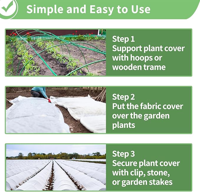 SPORTYOUTH 2 Packs Plant Covers Freeze Protection 10 x 30 FT 1.2 oz/yd² Frost Cloth Blankets Large Thicker Garden Floating Row Cover Fabric for Outdoor Plants Winter Cold Fruits Flowers Protection