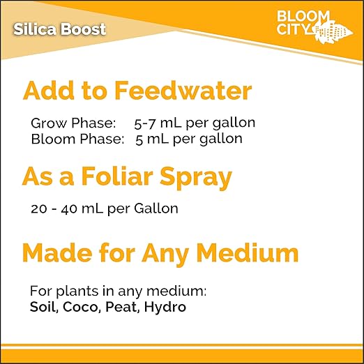 Liquid Silica Boost Fertilizer and Supplement by Bloom City, Quart (32 oz) Concentrated Makes 180 Gallons