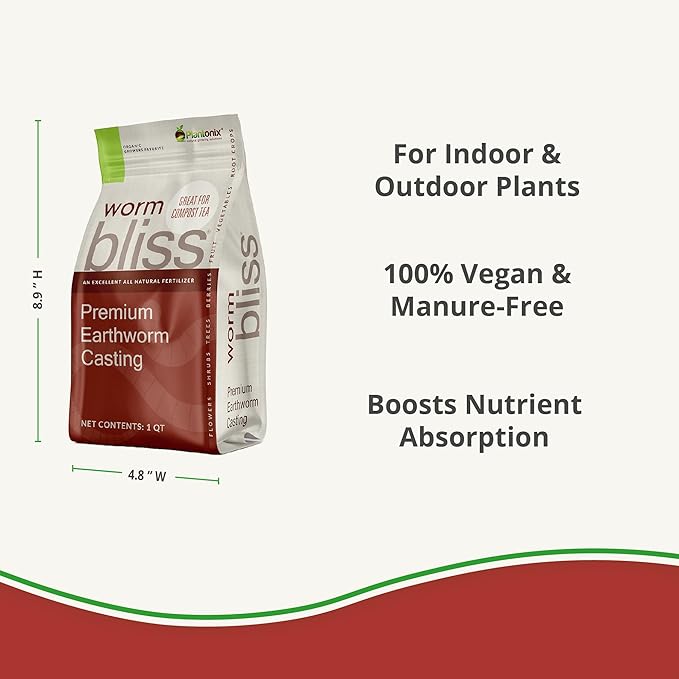 Worm Bliss (1 Qt) + Char Bliss (1 Qt) - Organic Worm Castings for Plants & Organic Biochar for Plants - Earthworm Castings Organic Fertilizer - Biochar Soil Amendment - Charcoal for Plants